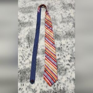 Tommy Hilfiger Orange & Blue Striped Colored Tie